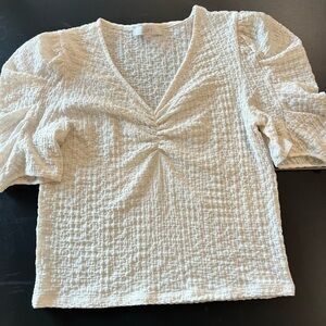 LOFT Women's Cream Textured Top